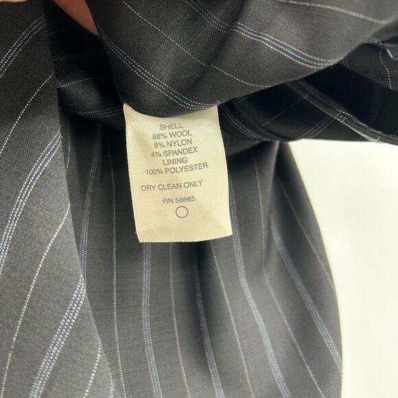 CLASSIQUES ENTIER Navy Blue Striped Belted Wool High Waist Pencil Skirt Size 4 - Picture 7 of 7